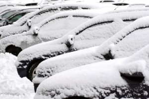 Snow covered cars